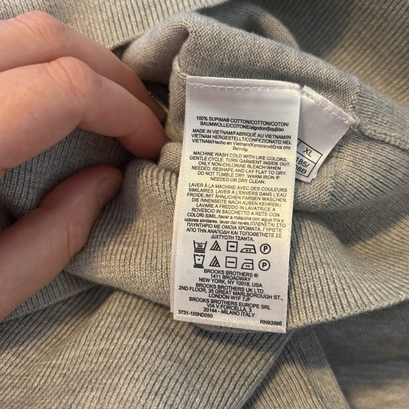Brooks Brothers men’s gray Supima cotton quarter zip sweater size XL - Picture 9 of 9